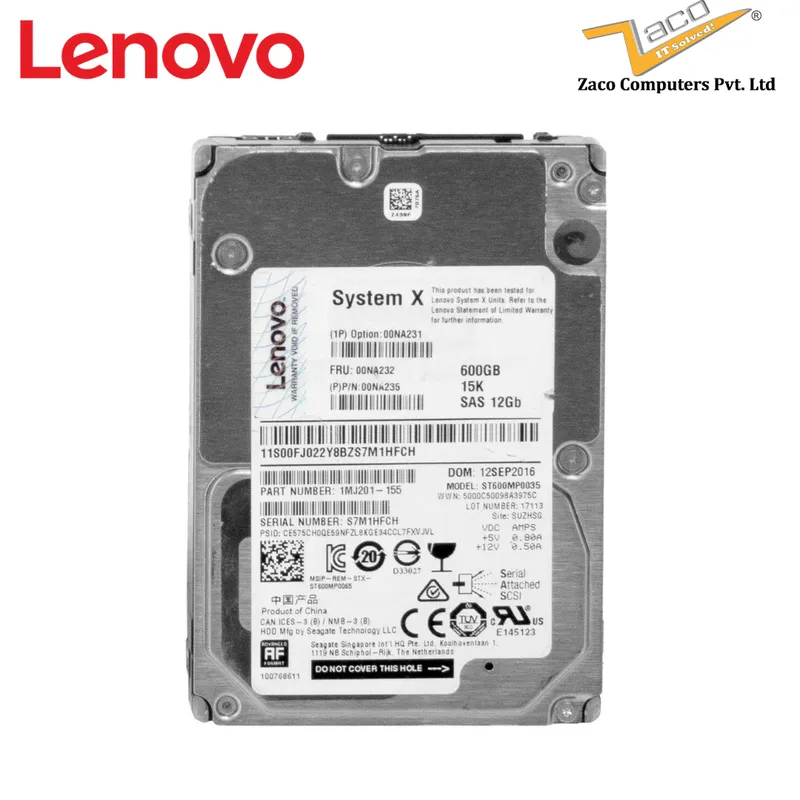 LENOVO 600 GB SAS 15K HARD DISK 2.5" 00YK011