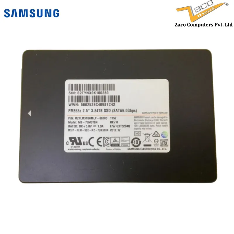 SAMSUNG 2.5" 3.84TB SSD SATA 6.0Gbps MZ7LM3T8HMLP PM863a 