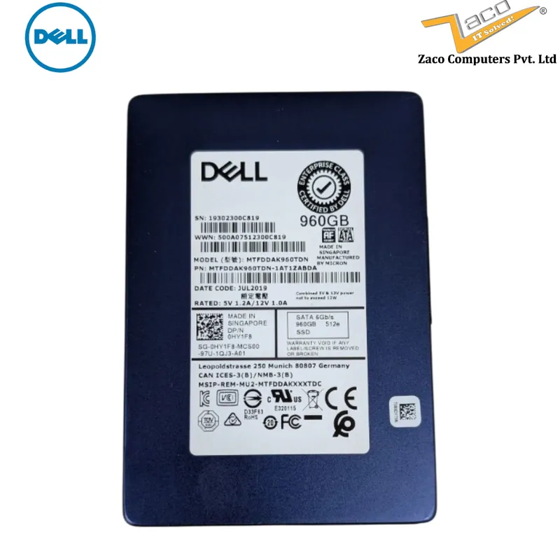 DELL 960GB MTFDDAK960TDN 2.5” 6Gb 0HY1F8 SATA SSD 