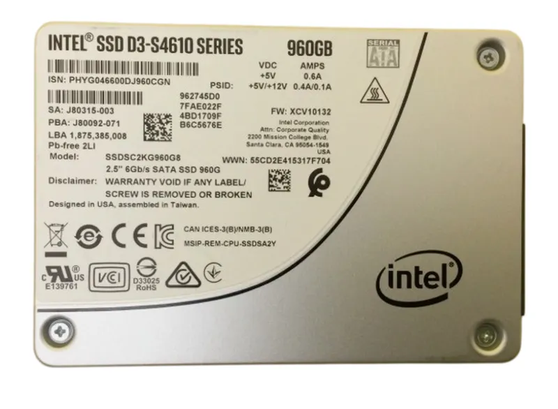 INTEL D3 S4610 960GB 2.5 Inch SATA Enterprise SSD