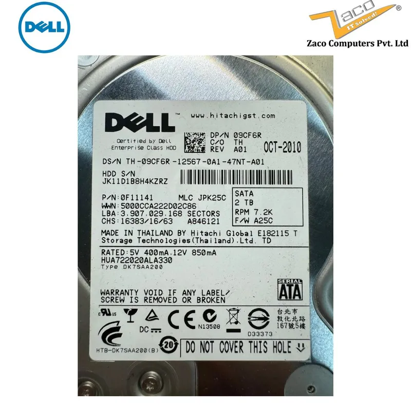 09CF6R Dell 2 TB 3.5″ SATA Storage Hard Drive